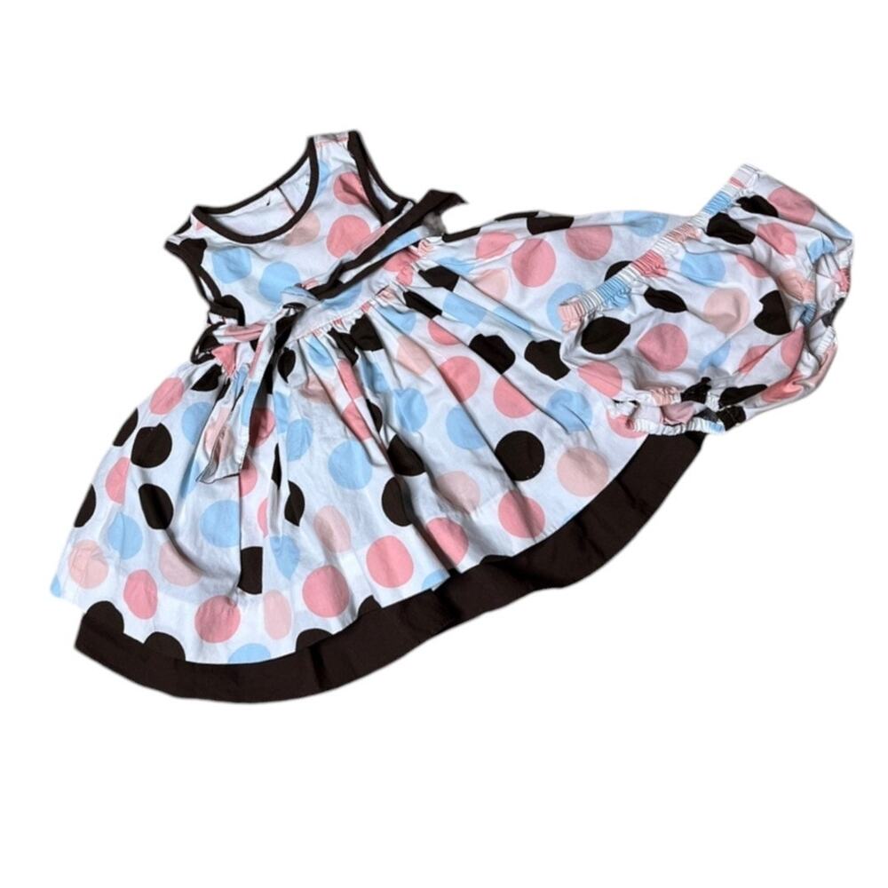 Savannah layered polka dot dress with tulle and bloomers infant size 3-6 months - Picture 2 of 6